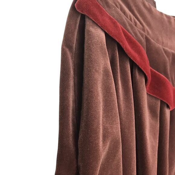 Vintage Linea V Midi Skirt Brown Velour Red V Waist Pockets Size 8 Made In USA - Picture 7 of 10